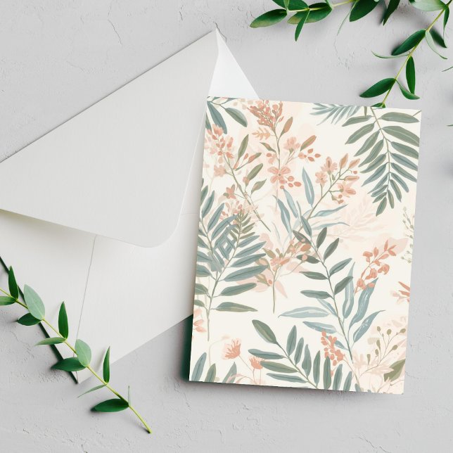 Carte de motif aquarelle de feuille de blush botan (Créateur téléchargé)