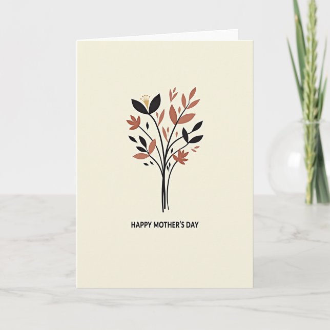 Carte de motif botanique beige (Devant)
