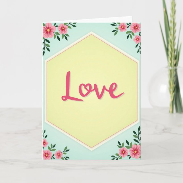 Carte de motif d'amour en hexagone (Devant)