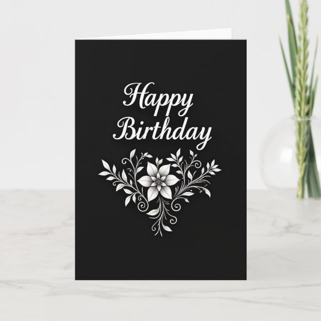 Carte de motif d'anniversaire botanique (Devant)