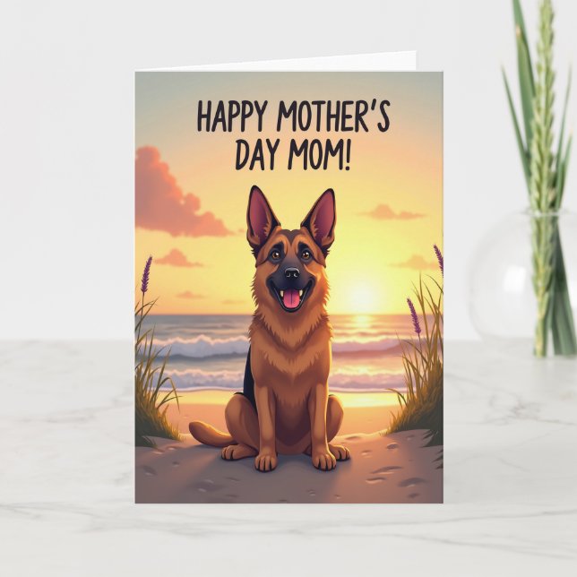 Carte de motif de chien au coucher de soleil (Devant)