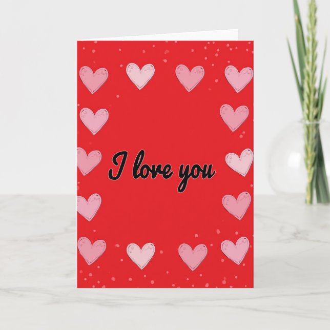Carte de motif de cœurs rouges Love You (Devant)
