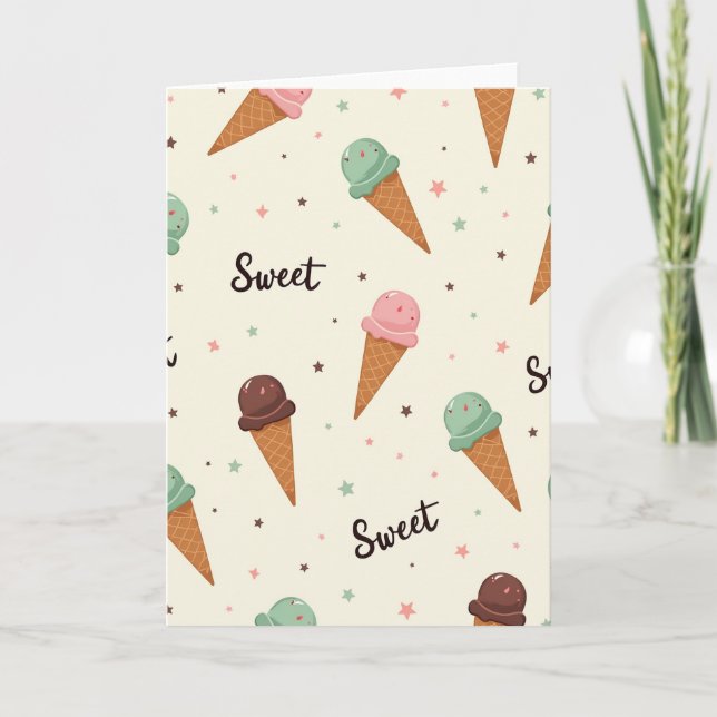 Carte de motif de cône d'anniversaire sucré (Devant)