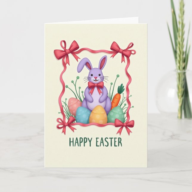 Carte de motif de lapin au lilas (Devant)