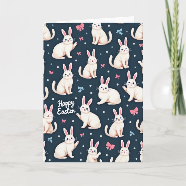 Carte de motif de lapins de Pâques heureux (Devant)