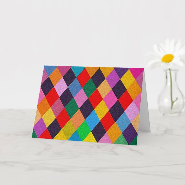 CARTE DE MOTIF HARLEQUIN DU MARDI GRAS Rhombi colo (Petite plante)