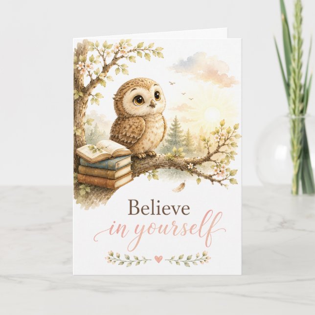 Carte de motivation Chouette Croire en Soi (Devant)