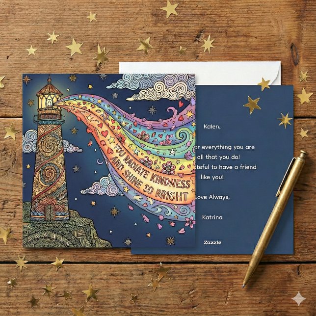 Carte de motivation personnalisée Vous rayonnez de (Empower someone special with this, "You radiate kindness and shine so bright" personalized card! )