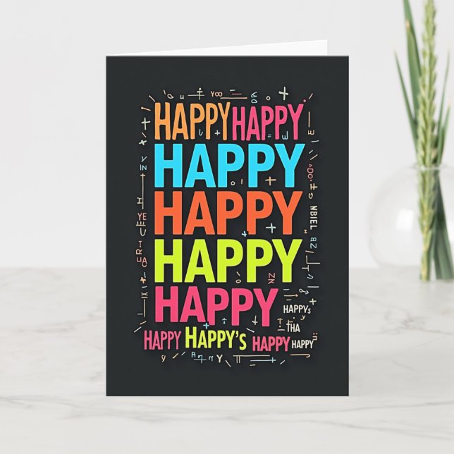 Carte de mots d'anniversaire au néon (Devant)