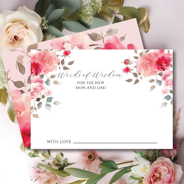 Carte de mots de sagesse pour bébé Fleurs de rose (Créateur téléchargé)