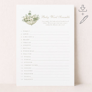 Carte de mots mêlés Élégant bébé avril mai douche