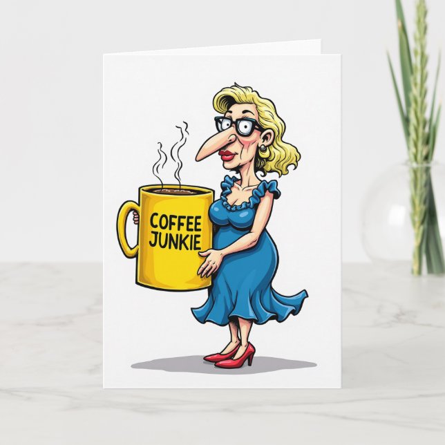 Carte de Mug d'anniversaire de Dame de Caricature (Devant)