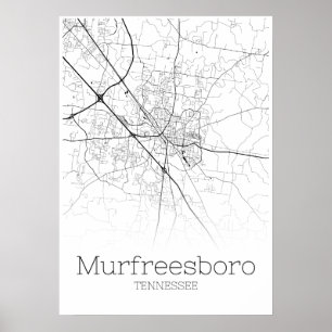 Carte de Murfreesboro - Tennessee - affiche de
