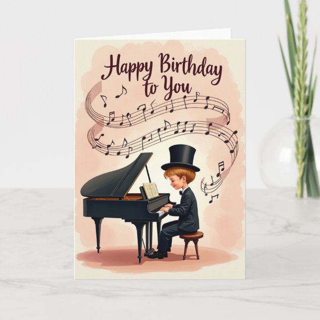 Carte de musique de piano d'anniversaire (Devant)