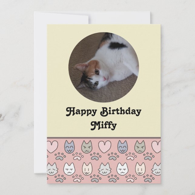 Carte de naissance à motif de chat mignon (Devant)
