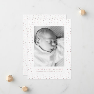 Carte de naissance bébé avec confettis roses
