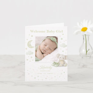 Carte de naissance bébé fille Pale Sage