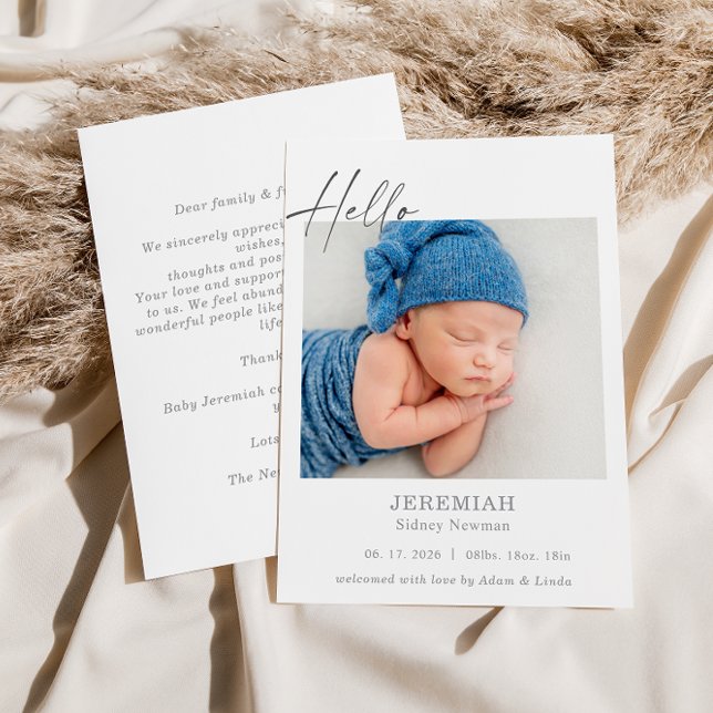 Carte de naissance classique minimale Hello Baby (Créateur téléchargé)