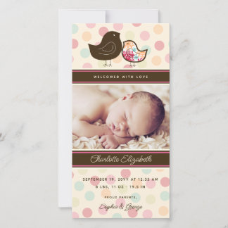 Carte de naissance de poussins en damas sucré