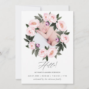Carte de naissance florale avec photo
