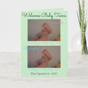 Carte de Naissance Jumeaux Fille Garçon Statistiqu