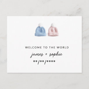Carte de naissance jumeaux minimaliste Garçon