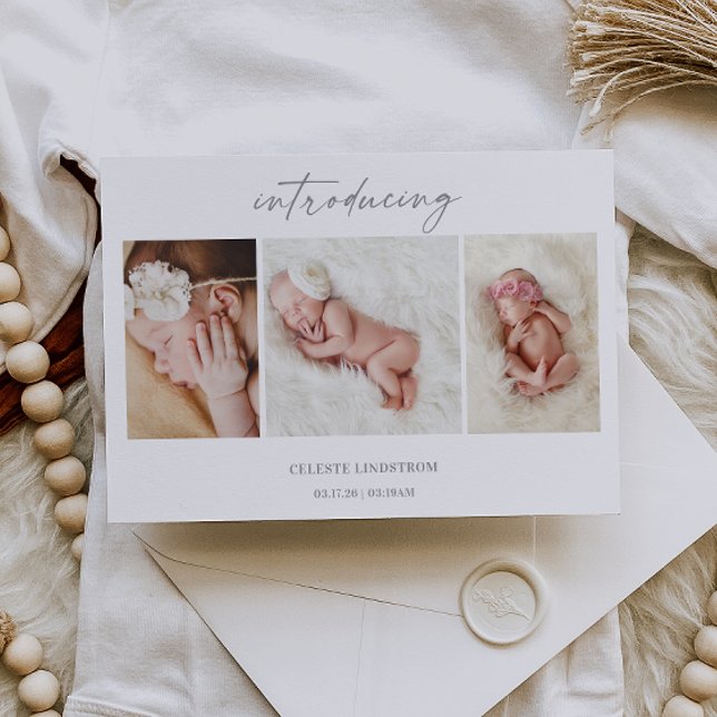 Carte de naissance minimale avec photo de bébé (Créateur téléchargé)