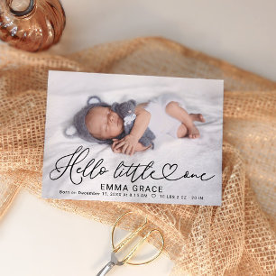 Carte de naissance Minimaliste Photo Jolie Écritur