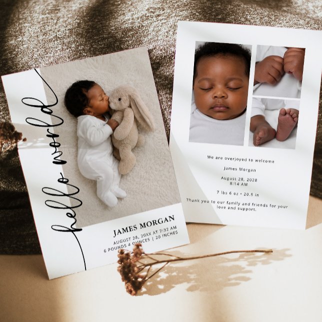 Carte de naissance moderne avec photo de bébé (Créateur téléchargé)
