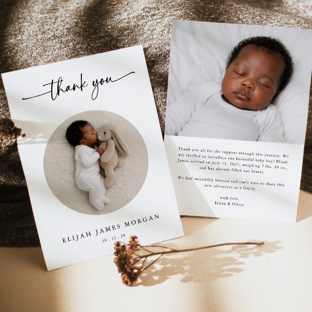 Carte de naissance moderne avec photo de bébé (Créateur téléchargé)