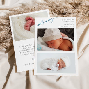 Carte de naissance photo bébé minimaliste de bienv