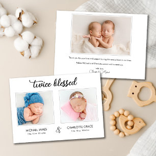 Carte de naissance photo de jumeaux deux fois béni