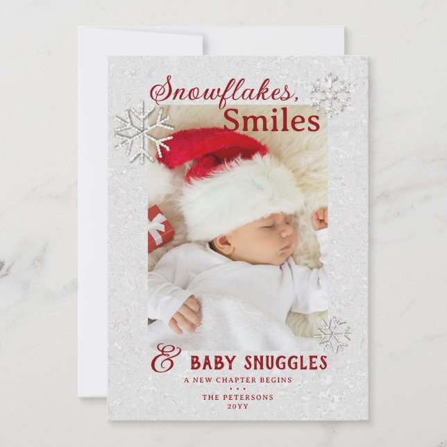 Carte de Naissance pour les Fêtes de Noël Flocons  (Devant)