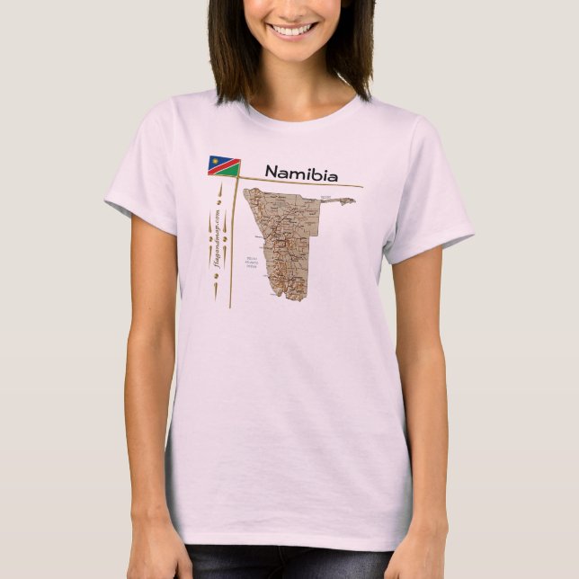 Carte de Namibie + Drapeau + Titre T-shirt (Devant)