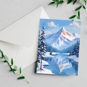 Carte de nature à l'aquarelle de neige hivernale d