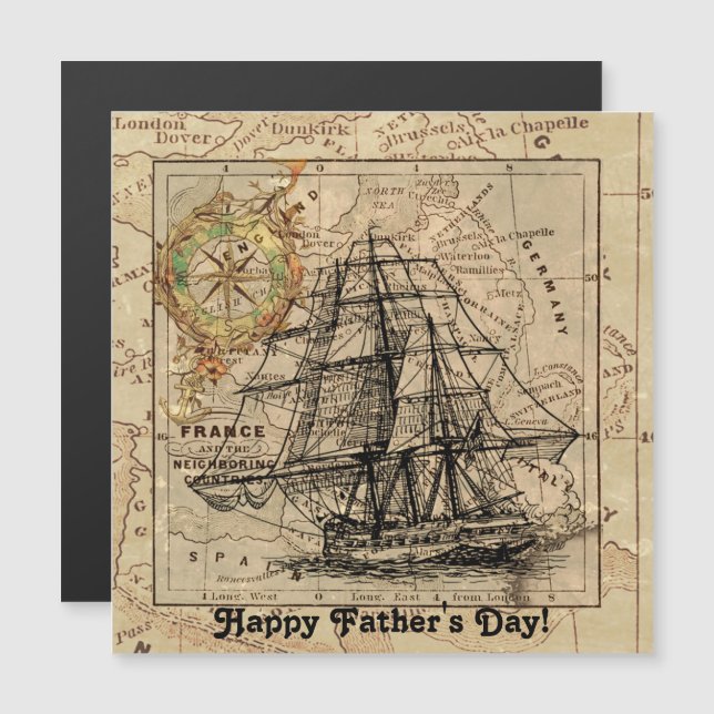 Carte de navigation des navires nautiques vintages (Devant / Derrière)