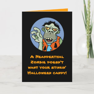 Carte de Néanderthal de Halloween de zombi