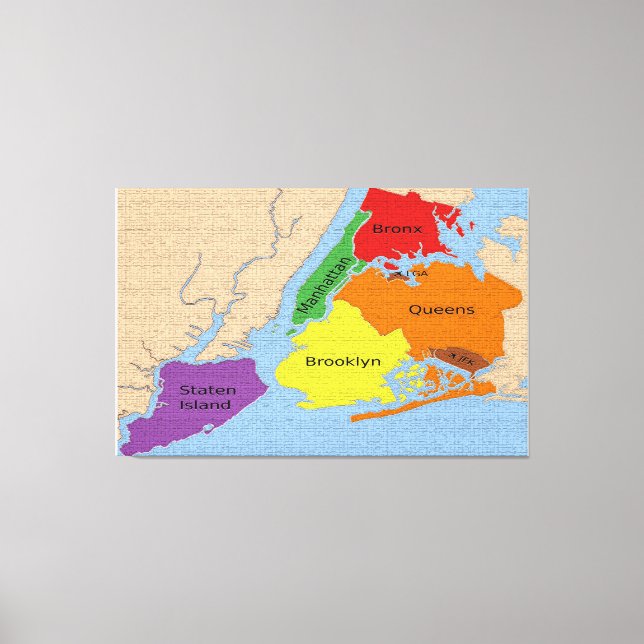 Carte de New York Boroughs toile étirée Imprimer (Recto)