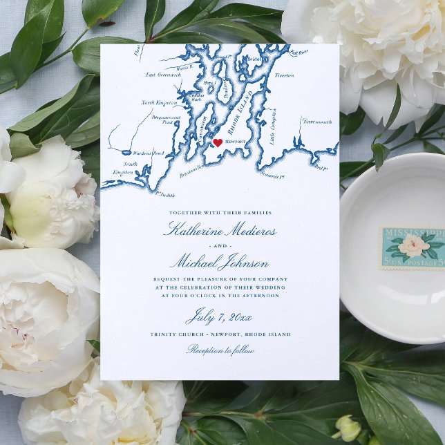 Carte de Newport Rhode Island Invitation de mariag (Créateur téléchargé)