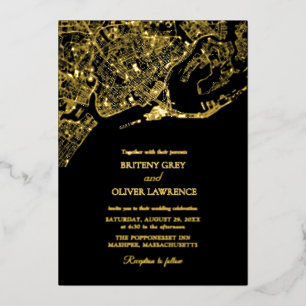 Carte de Newport Rhode Island mariage doré 