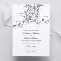 Carte de Newport Rhode Island Mariage noir et blan