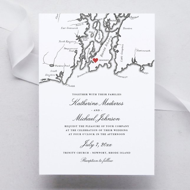 Carte de Newport Rhode Island Mariage noir et blan (Black and White Newport Rhode Island Wedding invitations)