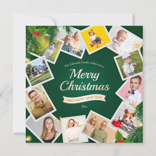 Carte de Noël 12 Photos Collage Fêtes (Devant)