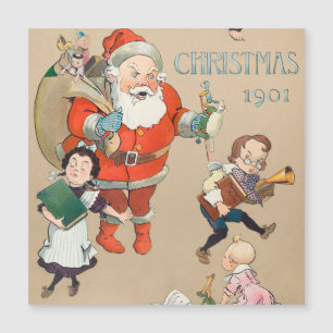 Carte de Noël 1901 père noël fête