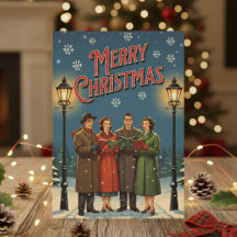 Carte de Noël 1950 – Chanteurs de Noël Vintage dan