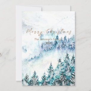 Carte de Noël 2 forêt de pins sous la neige épaiss