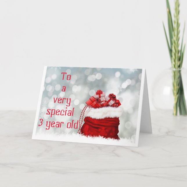 CARTE DE NOËL "3 ANS" AVEC PÈRE NOËL/CAROLERS (Devant)