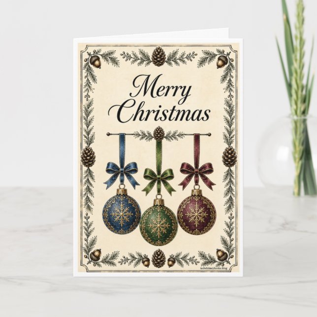 Carte de Noël - 3 Ornements (Devant)