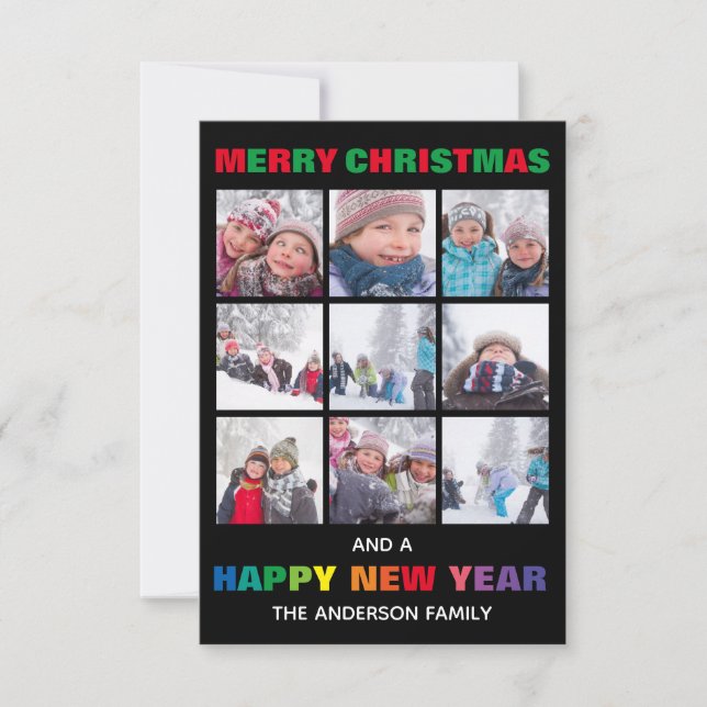 Carte de Noël 3x5 Collage Arc-en-ciel Joyeux Noël (Devant)