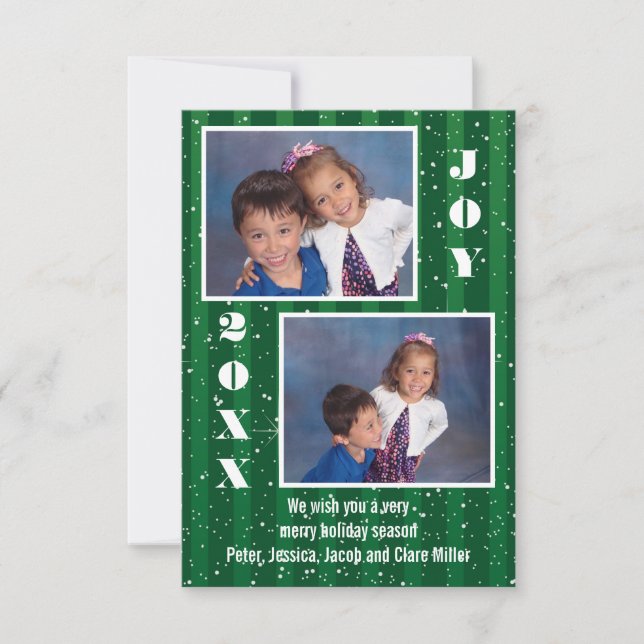 Carte de Noël 3x5 Green Stripes Snow (Devant)